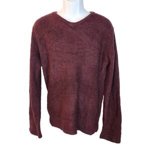 Hare Knitwear Japan Sweater Mens Medium V Neck Textured Burgundy